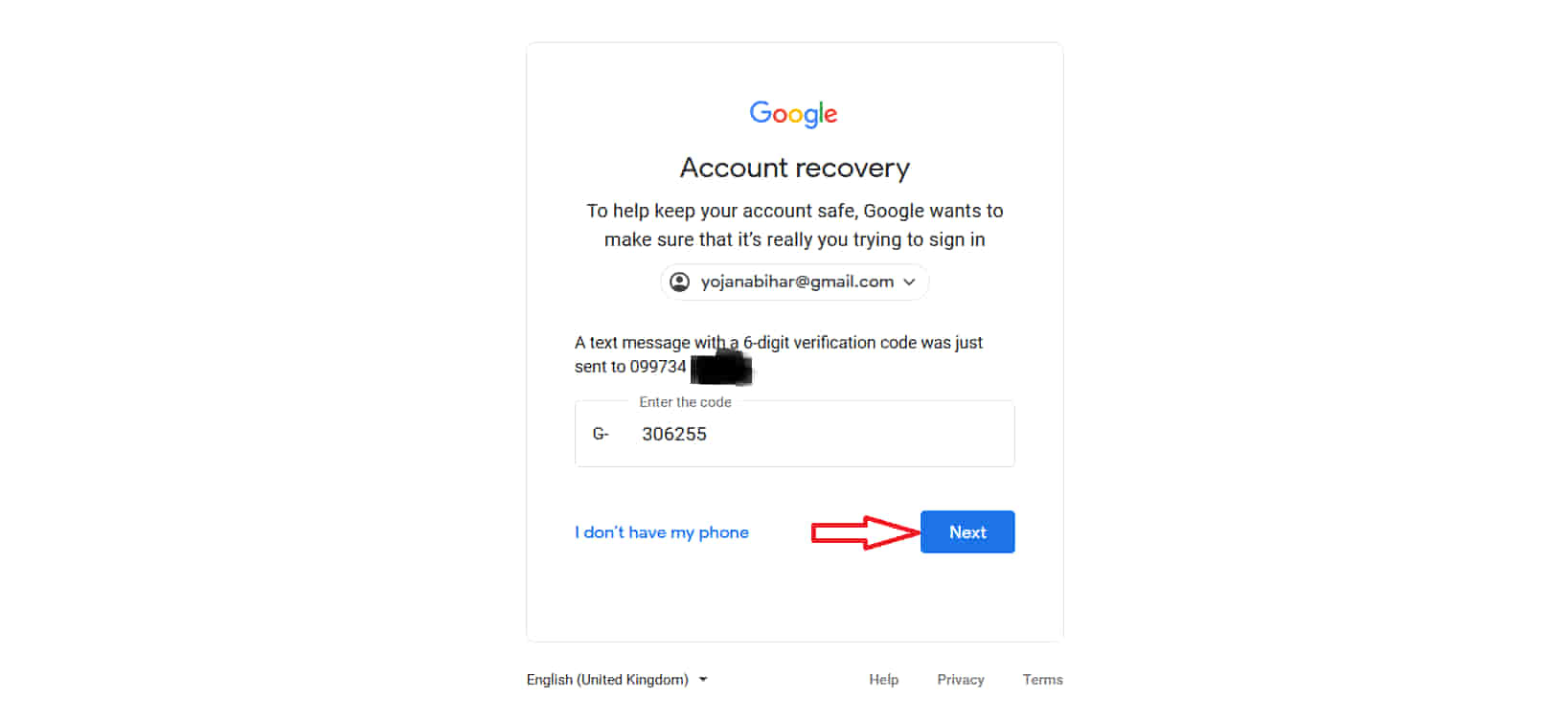 gmail id password recover online