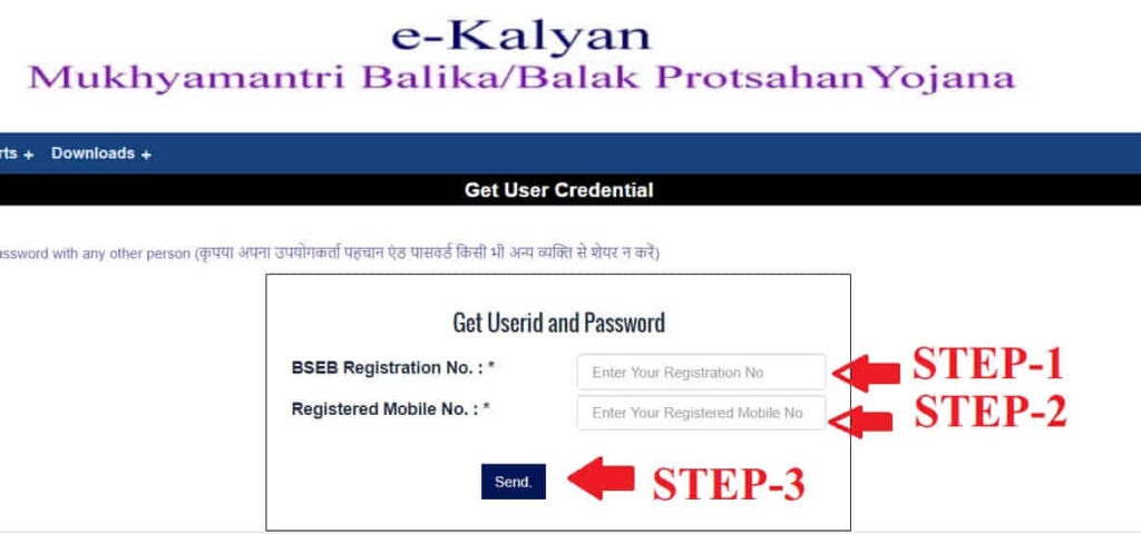 bihar balak balika yojana user id password