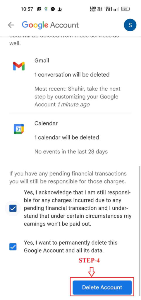 gmail account delete process