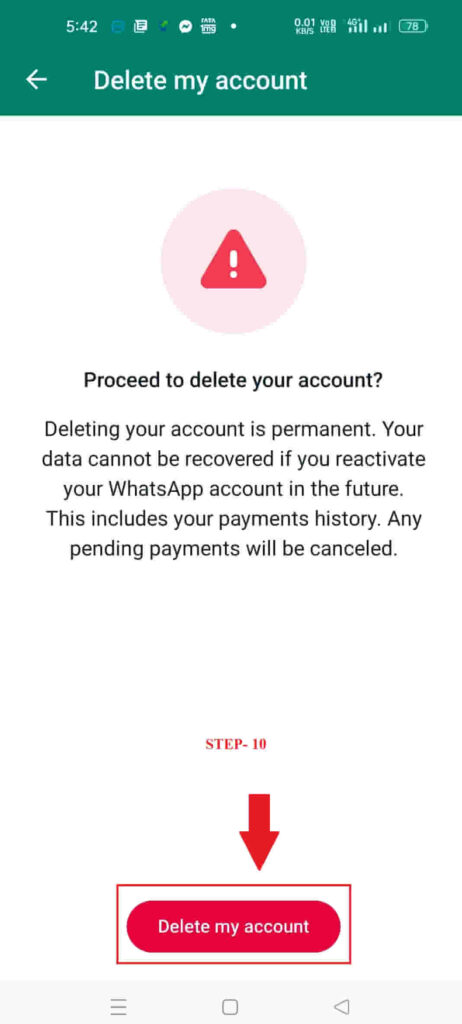 how to whatsapp account delete permanently