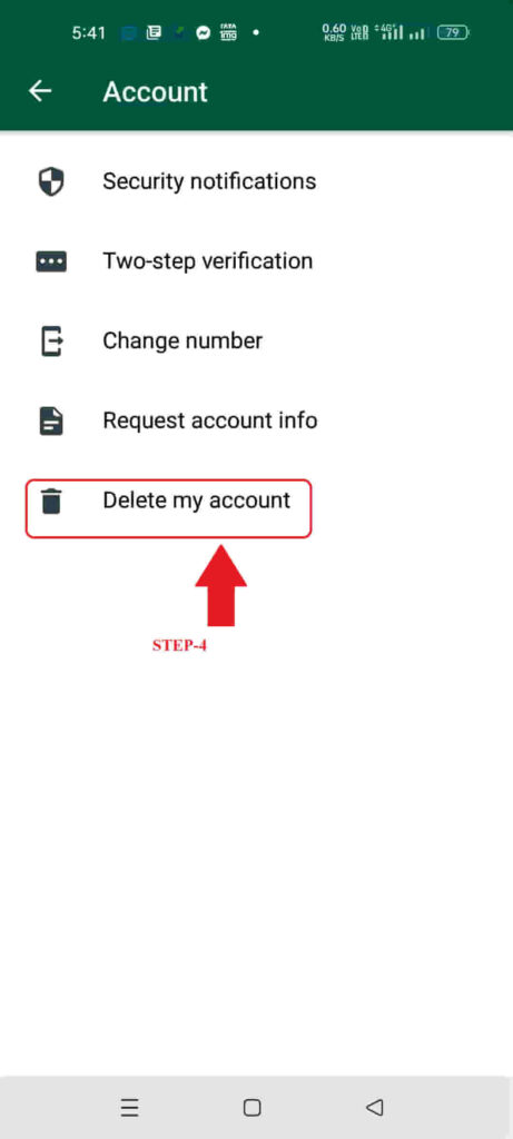 whatsapp aacount delete