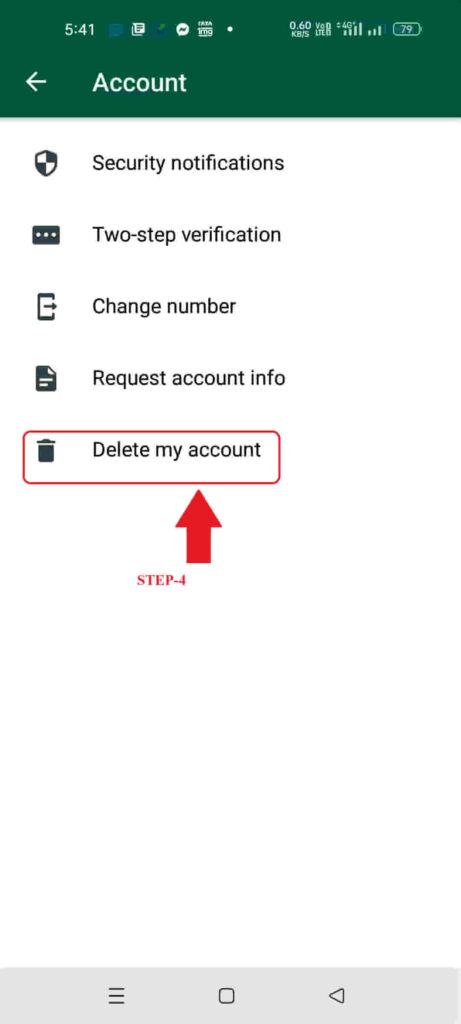 whatsapp aacount delete  