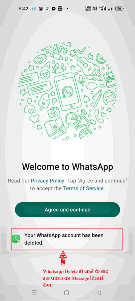 whatsapp account delete by app