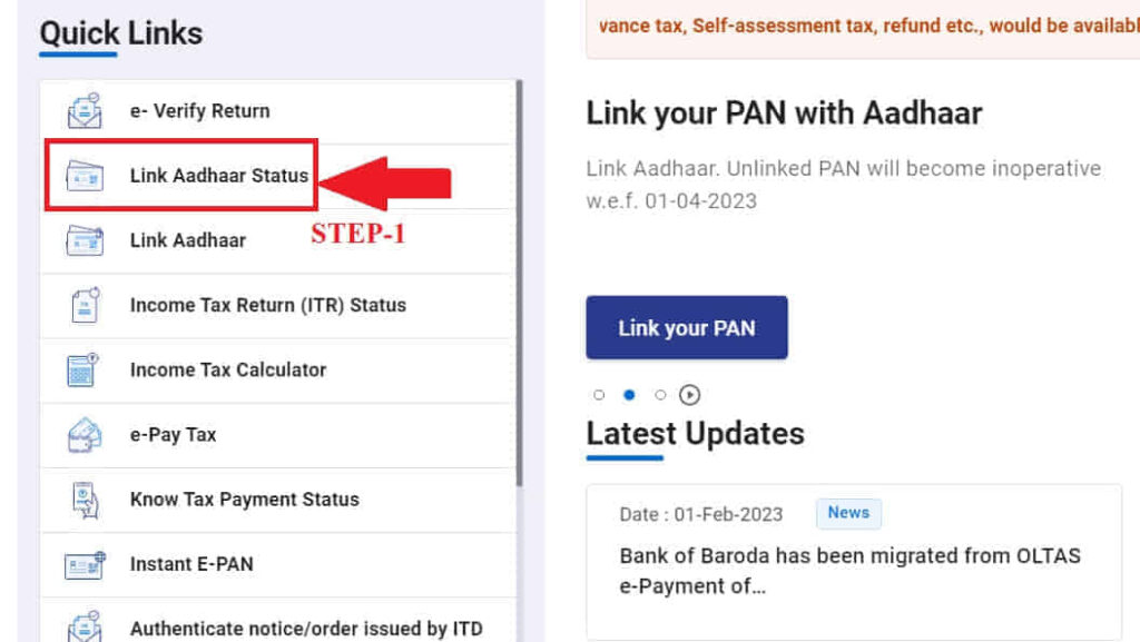 Pan card aadhaar linking status