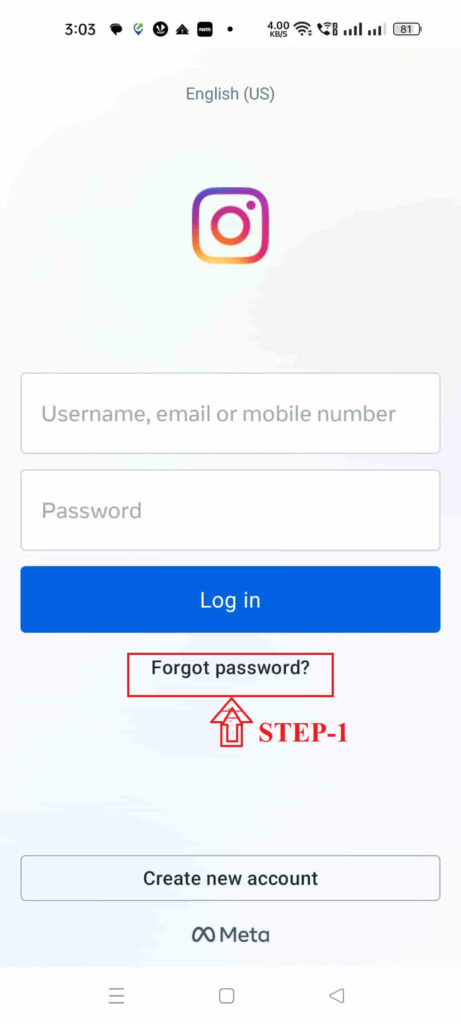 instagram password forgot