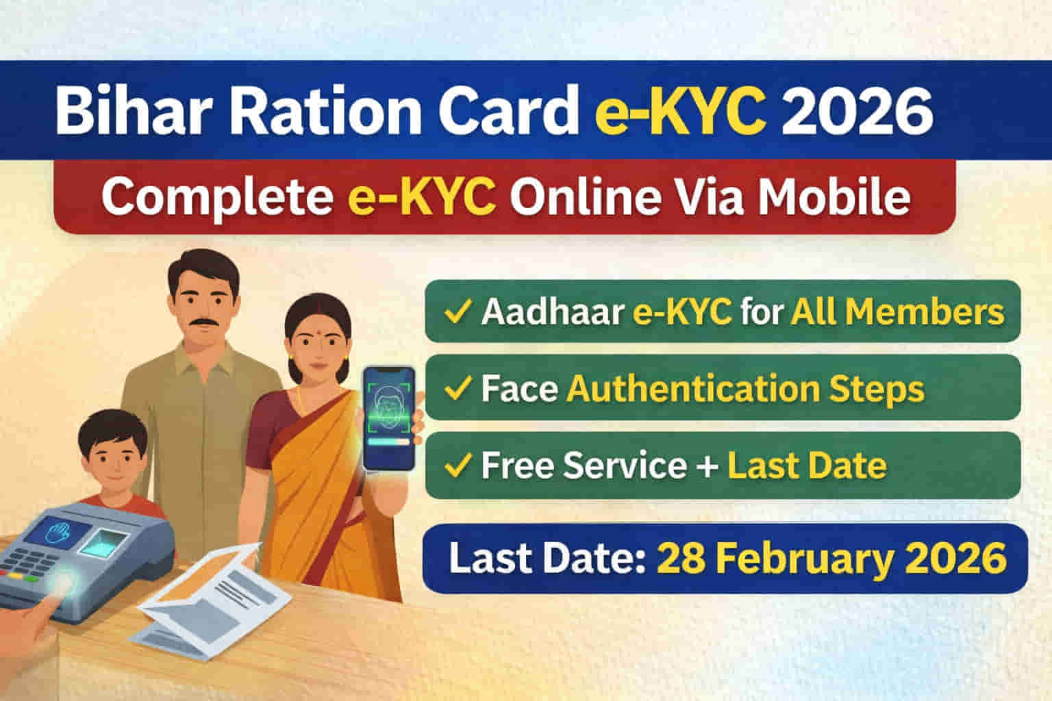 Bihar Ration Card e-KYC 2026 Apply Online