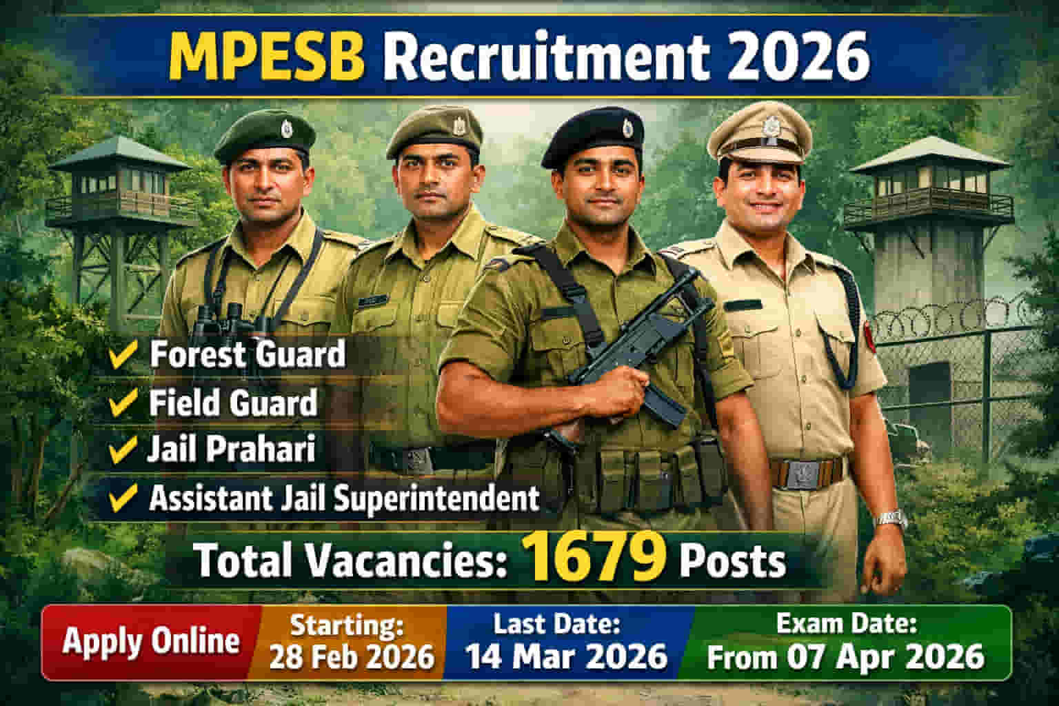 MPESB Forest Guard, Field Guard, Jail Prahari & Assistant Jail Superintendent Recruitment 2026