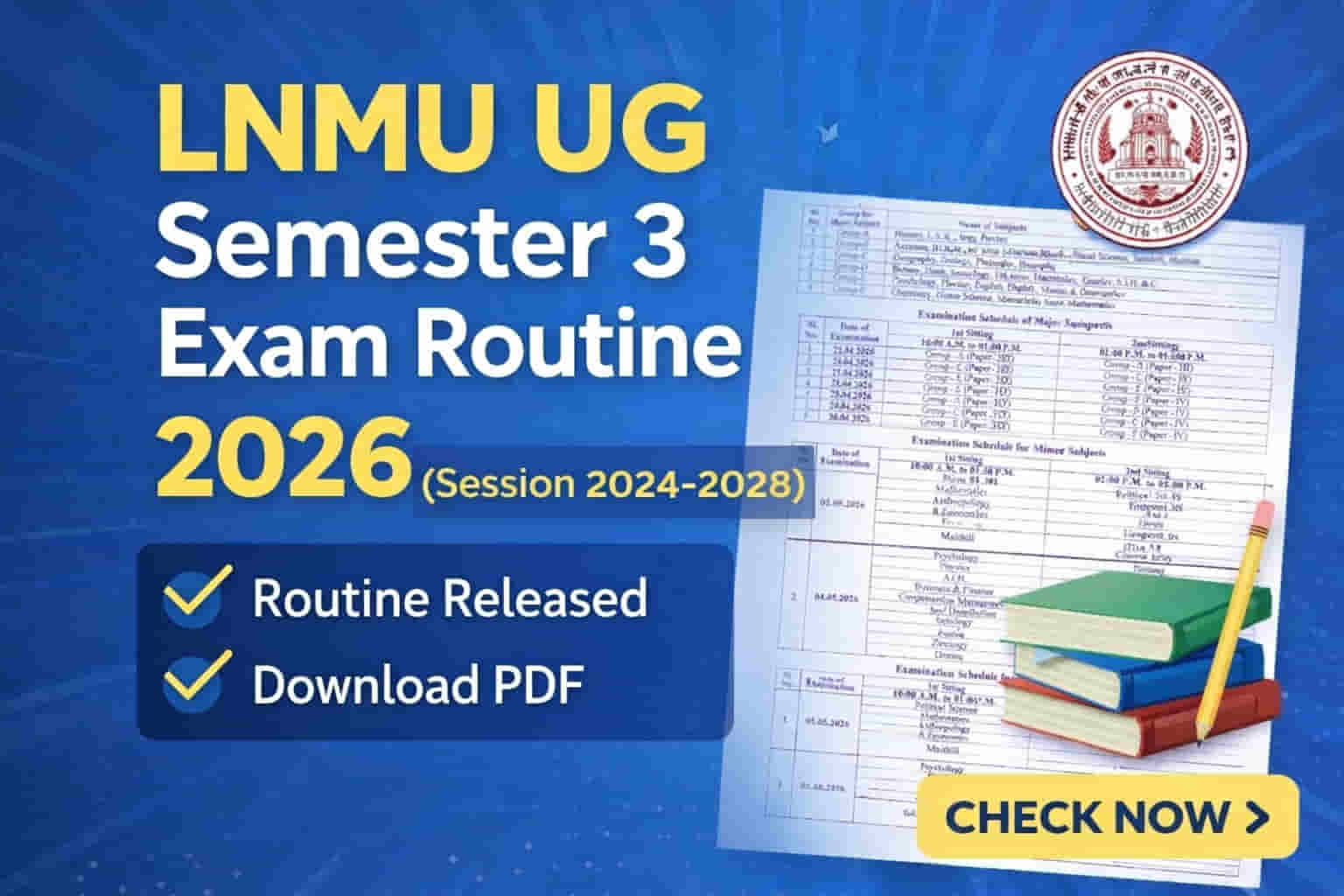 LNMU UG Semester 3 Exam Routine 2026