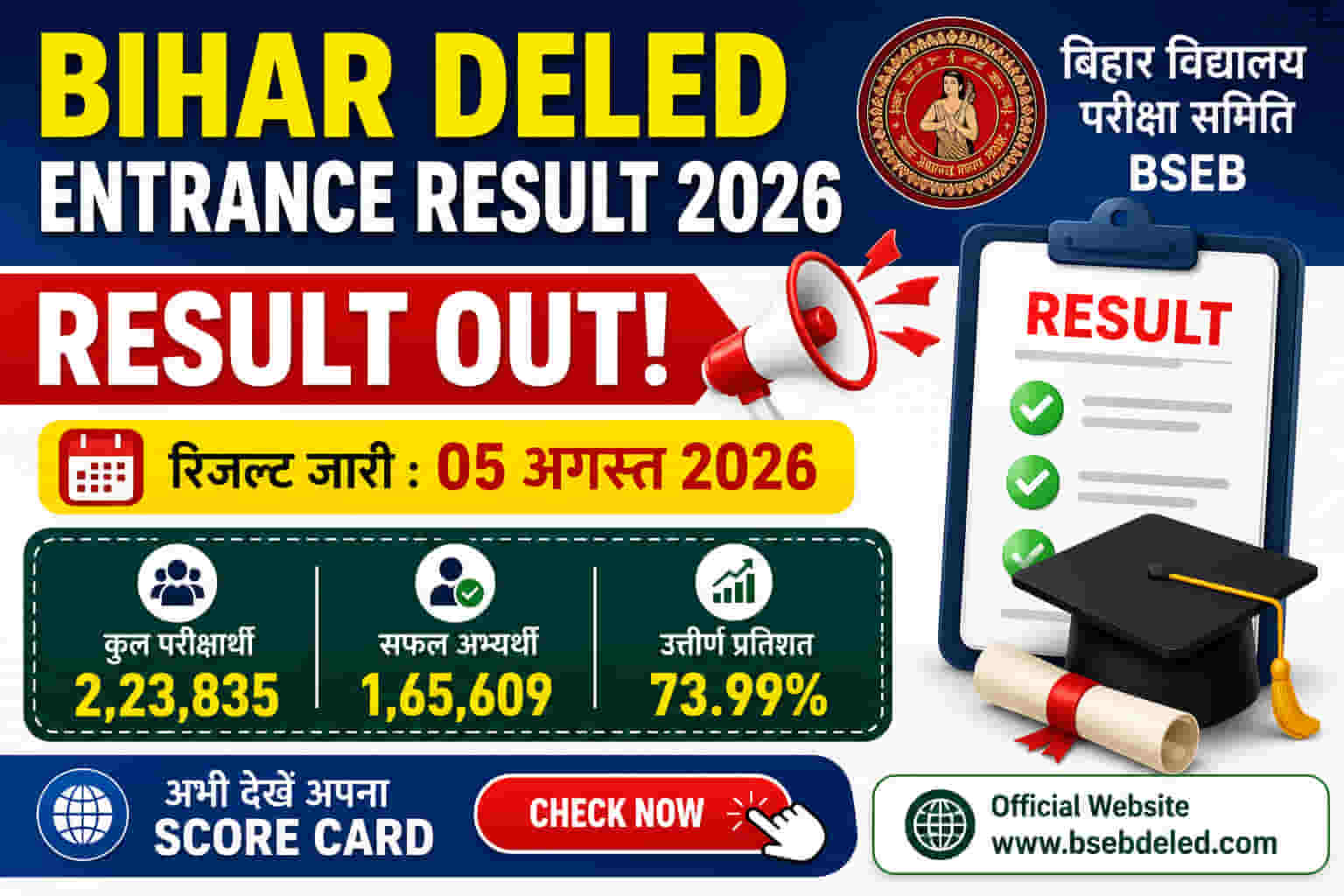 Bihar DElEd Entrance Result 2026 (Session 2026–28) Result Out
