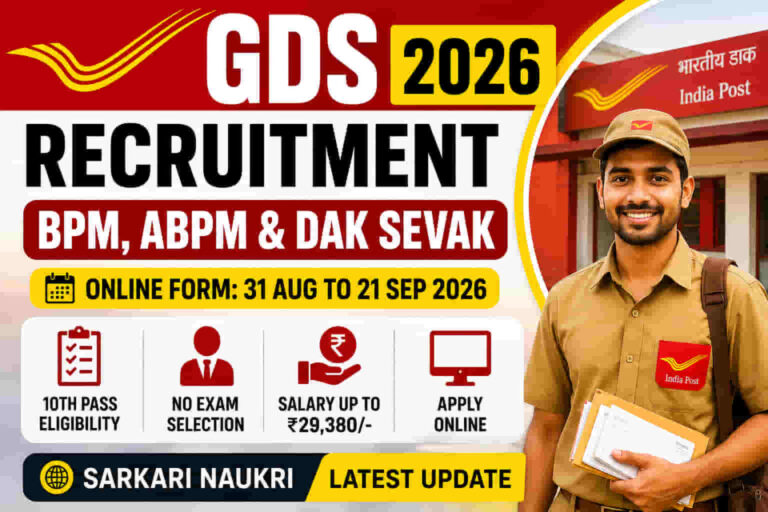 India Post GDS Recruitment 2026 – BPM, ABPM & Dak Sevak Online Form